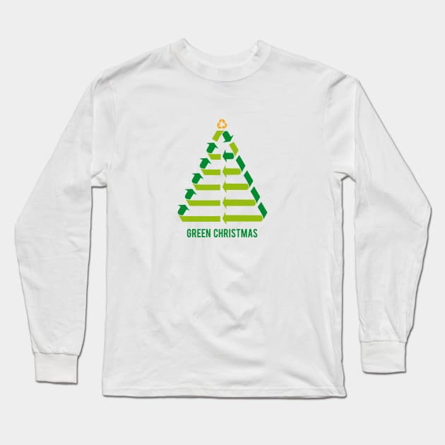 Christmas tree with recycling signs, recycle symbol Long Sleeve T-Shirt by beakraus